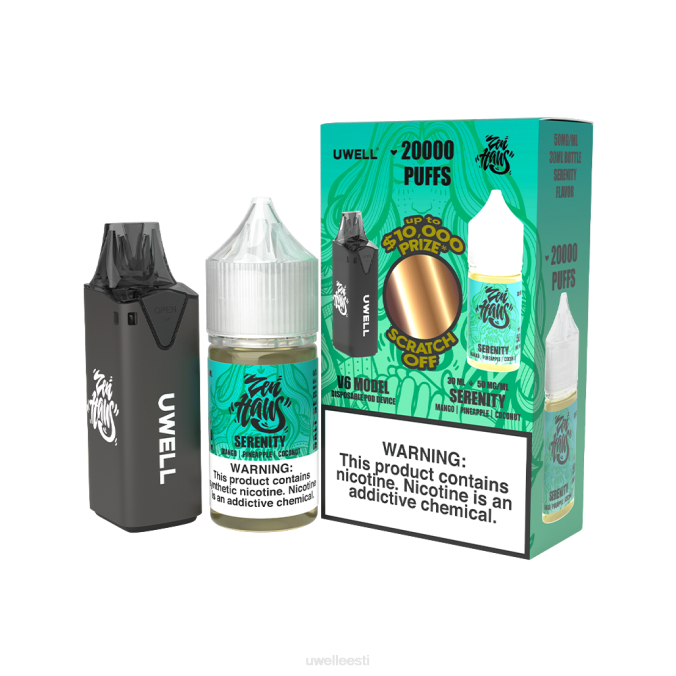 UWELL Eesti - UWELL V6 ühekordne aparaat + issi aur 30ml mahl - kollab kimp clr: must/flv: serenity 50mg N44R222