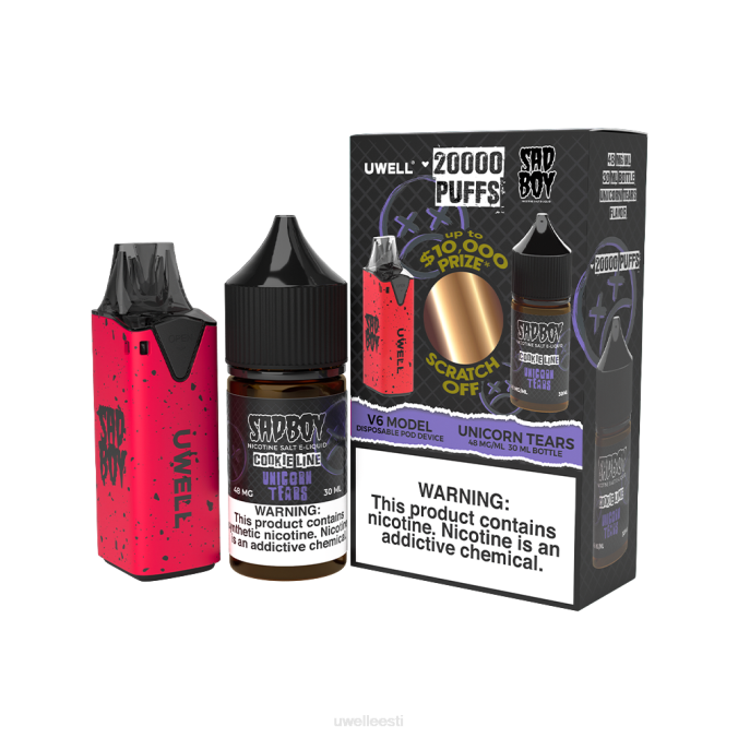 UWELL Tallinn - UWELL V6 ühekordne aparaat + issi aur 30ml mahl - kollab kimp clr: punane/flv: ükssarviku pisarad 48mg N44R214