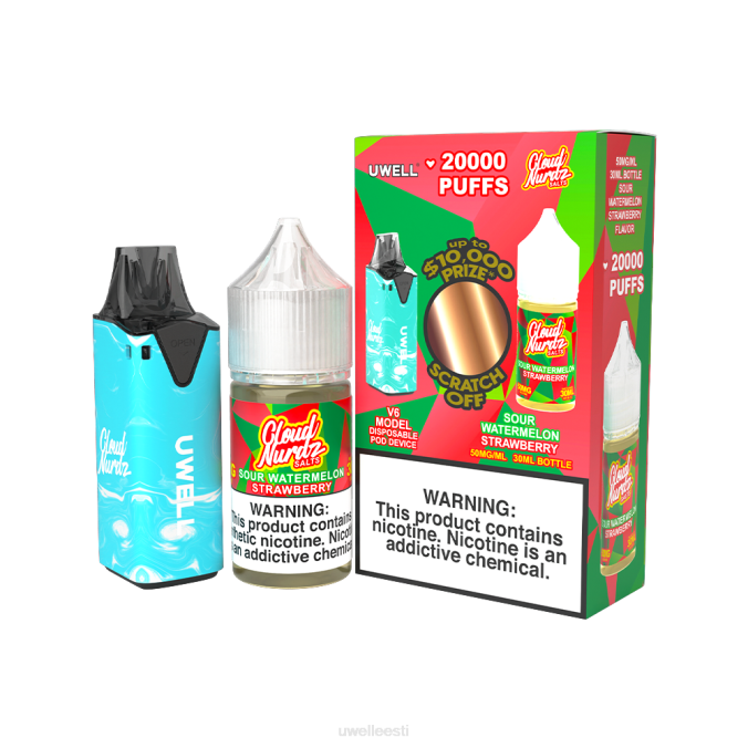 UWELL Tallinn - UWELL V6 ühekordne aparaat + issi aur 30ml mahl - kollab kimp clr: sinine/flv: hapu arbuus maasikas 50mg N44R204