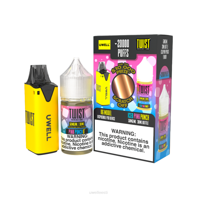 UWELL e cigarette - UWELL V6 ühekordne aparaat + issi aur 30ml mahl - kollab kimp clr: kollane/flv: jääroosa punš 50mg N44R218