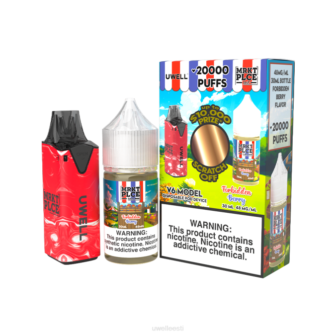 UWELL e cigarette - UWELL V6 ühekordne aparaat + issi aur 30ml mahl - kollab kimp clr: punane/flv: keelatud mari 48mg N44R208