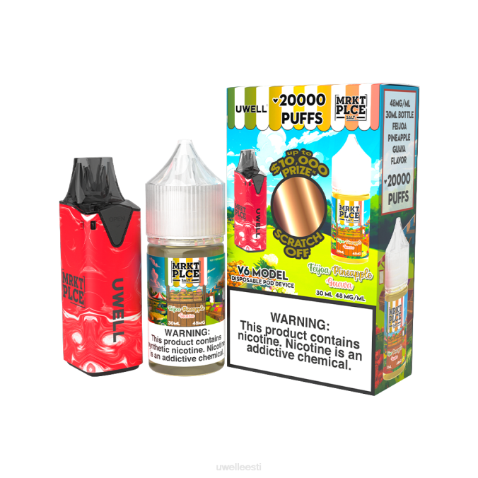 UWELL online shop - UWELL V6 ühekordne aparaat + issi aur 30ml mahl - kollab kimp clr: punane/flv: feijoa ananassi guajaav 48mg N44R207