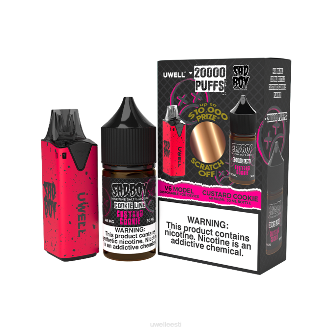 UWELL sale - UWELL V6 ühekordne aparaat + issi aur 30ml mahl - kollab kimp clr: punane/flv: vanillikasteküpsis 48mg N44R213