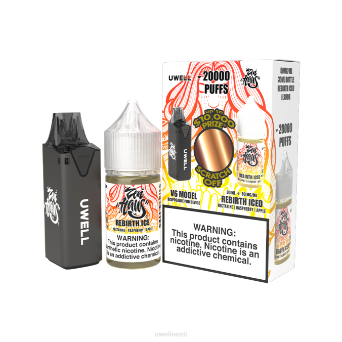 UWELL vape disposable - UWELL V6 ühekordne aparaat + issi aur 30ml mahl - kollab kimp clr: must/flv: rebirth ice 50mg N44R221