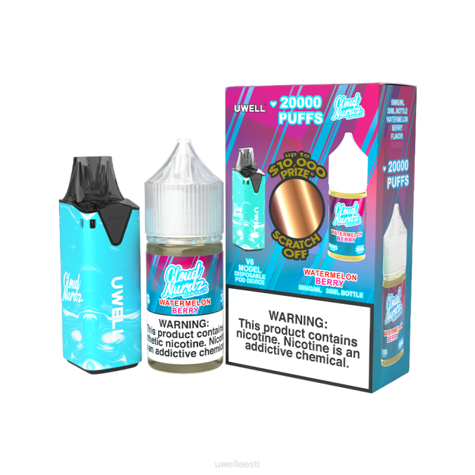 UWELL vape flavours - UWELL V6 ühekordne aparaat + issi aur 30ml mahl - kollab kimp clr: sinine/flv: arbuusimarja jäätunud 50mg N44R206