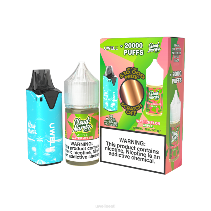 UWELL vape price - UWELL V6 ühekordne aparaat + issi aur 30ml mahl - kollab kimp clr: sinine/flv: arbuusiõun 50mg N44R205