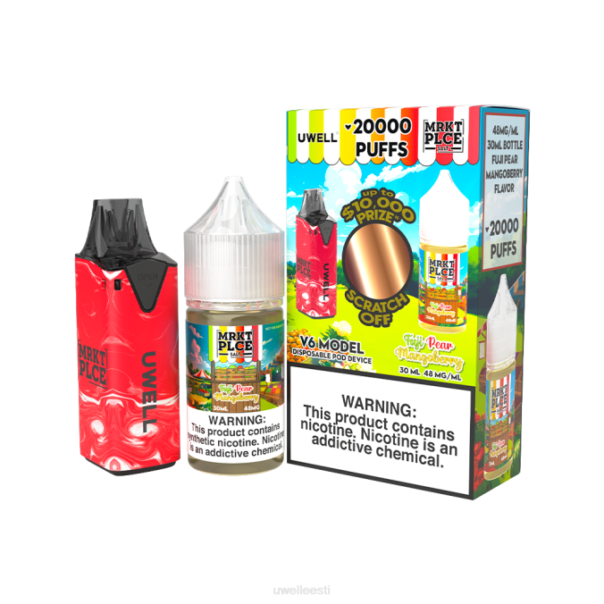 best UWELL flavours - UWELL V6 ühekordne aparaat + issi aur 30ml mahl - kollab kimp clr: punane/flv: fuji pirni mangomari 48mg N44R209